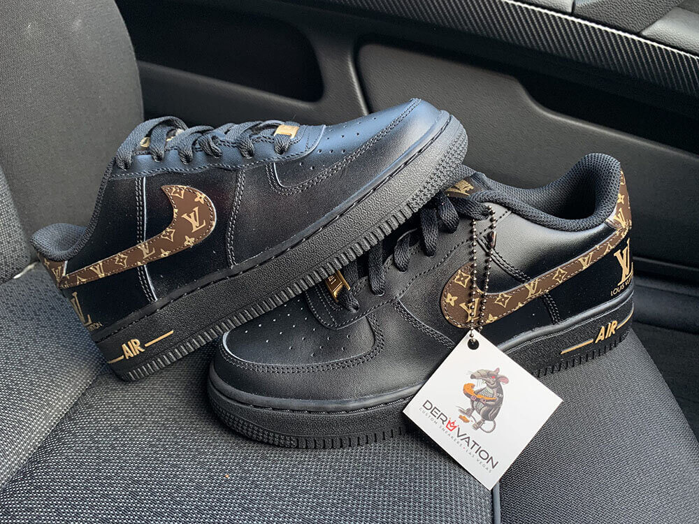 CUSTOM 18K GOLD LV BLACK AIR FORCE 1