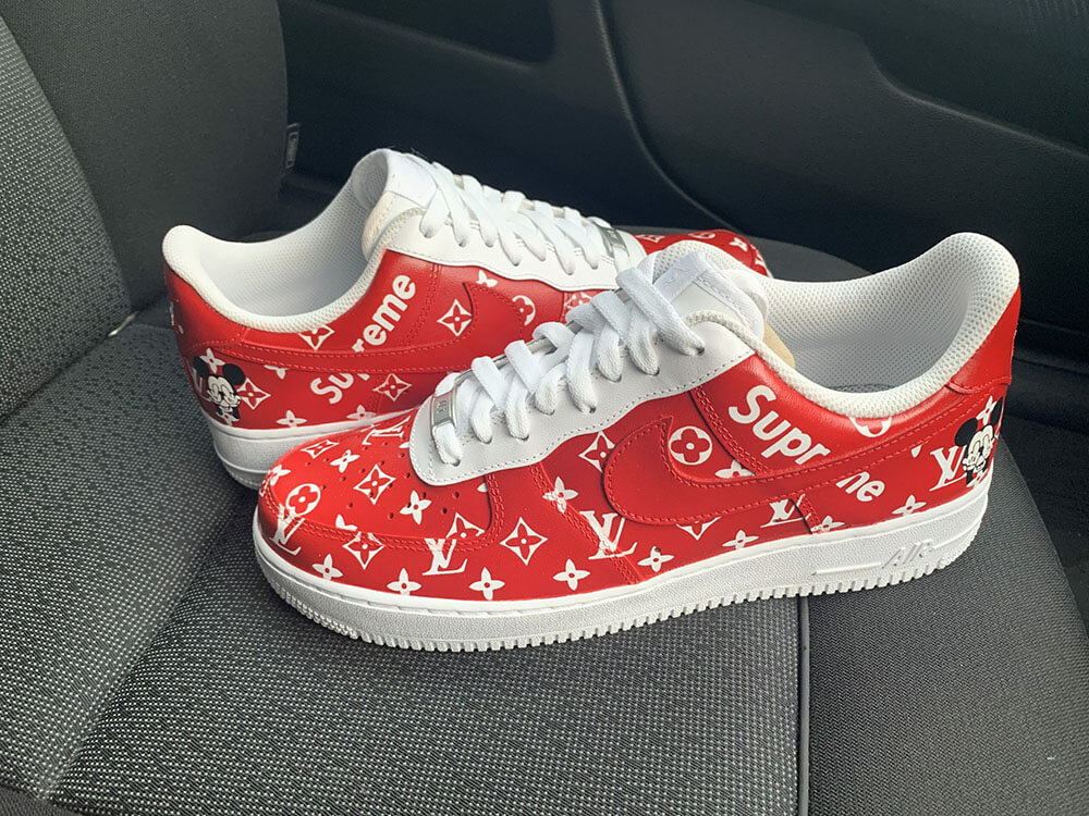 CUSTOM RED SUPREME LV MICKEY AIR FORCE 1