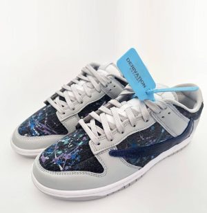 Custom Dunk Low Paint Splattered Denim